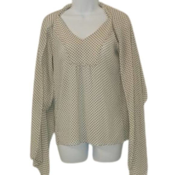 Fossil Polka‎ Dot 3/4 Sleeve Blouse Tie Front XS - Picture 4 of 6